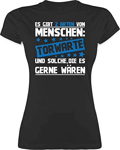 Shirt Damen - Handball EM 2026 Trikot Ersatz - Es gibts 2 Arten von Menschen - Torwarte weiß/blau - M - Schwarz - Tshirt Torwart Handball-t-Shirt Handballer t-Shirt t torhüterin Outfit hanball