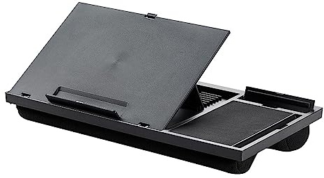 Q-Connect Supporto per laptop con tappetino per mouse e supporto per telefono/supporto ergonomico per computer portatile, in plastica, nero, 51,8 x 28,1 x 5,9 cm, 1,26 kg