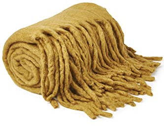 MEYCO Home Uni Plaid, Couverture en Laine (Douce et légère, Utilisation Polyvalente, Couverture 100% Acrylique, Entretien Facile, Design Impressionnant, Dimensions : 130 x 170 cm), Miel doré