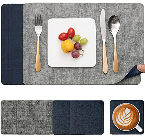 Myir JUN Tischsets abwaschbar Leder und Untersetzer doppelseitige Platzsets