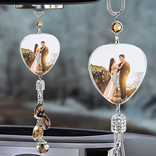 ＨＡＯＡＮＧＺＨＥ Rückspiegel-Auto-Ornamente, Autospiegel-Anhänger, Kristall-Auto-Rückspiegel-Anhänger, Kristall-Foto-Anhänger, personalisiertes Geschenk