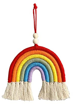 XDHLDULYK 1PCS Colorful Rainbow Wall Decor - Handmade Weaving Ornament Pendant Decoration Wall Decor Hanging Home Decoration(Red)