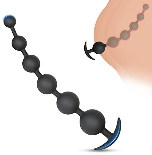 BDSMAGE Silicone Anal Beads Butt Plug, Anal Beads Long Anal Plug G-Spot Prostate Massage Anal Masturbator for Men Women Beginner Couples (XL)