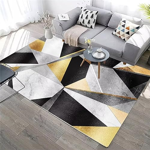 RUGMRZ Salon Auslegware Balkon umweltfreundliches geometrisches Schlafzimmer gemütliche deko schwarz lauferteppich deko Balkon Salon Auslegware teppiche für wohnzimmer300x400CM