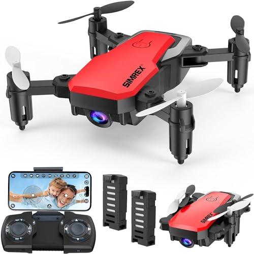 SIMREX X300C Mini Drohne mit Kamera 720P HD FPV, RC Quadcopter faltbar, Höhenhaltung, 3D-Flip, Headless-Modus, Schwerkraftkontrolle und 2 Batterien, Geschenke für Kinder, Erwachsene, Anfänger, Rot