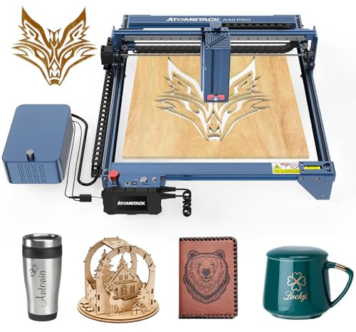 ATOMSTACK A40 Pro Laser Engraver, 210W Gravur Schneidemaschine 48W Lasertreiberleistung Laser Gravurmaschine mit F30 Air Assist Kit für Holz Metall Bastelpapier Acryl Leder