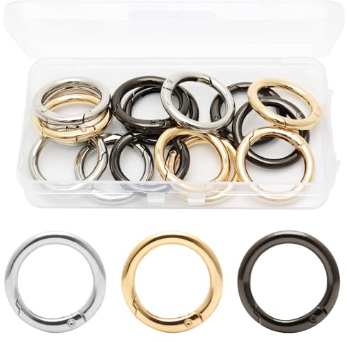 15 Stück 25mm Karabiner Rund Metall, Robuster Karabinerhaken Mehrfarbiger, Karabinerring mit Federöffnung für Schlüsselanhänger handtaschen und Zelte DIY Handwerk