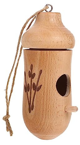 VANZACK Hanging Hummingbird Feeder Wooden Bird Food Container for Outdoor Gardens Compact Design for Birds Feeding Tool for Courtyards and Patios