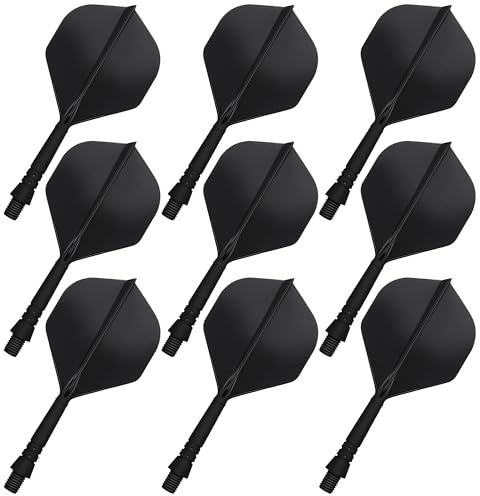 CyeeLife Integrated Dart Flight and Shaft System,Precision Moulded 2-In-1 Dart Flights And Dart Shafts, Dart Stem, Professional Dart Accessories,Pack of 9 (Black)