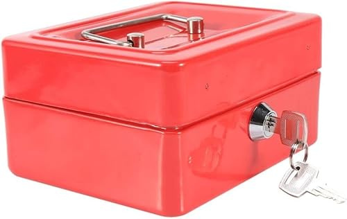 Kippen 10032R1 - Caja de caudales con bandeja monedero color rojo Dimensiones: 150X120X80mm