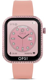 OPSOBJECTS Ops! Smartwatch Donna Brillantini Call Love Diamonds, chiamata, notifiche, sport, frequenza cardiaca, sleep monitor, compatibile IOS e android (ROSA)
