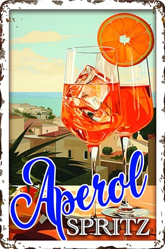 30 x 20 cm Retro Tin Sign, Bar Sign, Cocktail Recipe, Summer Feeling - Aperol Spritz - Prosecco (Italy)