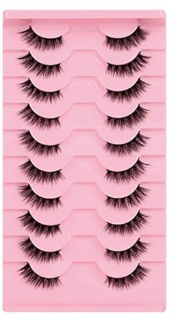 OUDQFCJ Ciglia finte 10 paia di mezze ciglia finte ciglia naturali cat eye mezze ciglia 3D ciglia ad angolo cat eye