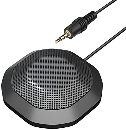 Sunydog Tragbares 3,5-mm-Stecker-Konferenzmikrofon 360 ° Omnidirektionaler Kondensator Computer PC-Mikrofon Plug-and-Play-Mikrofon für PC-Laptop-Videokonferenz Chatten Gaming-Aufzeichnung Online-Klass
