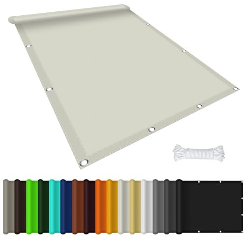 Tenda Parasole Vela Ombreggiante 220 x 460 cm Tenda a Vela Ombreggiante Telo, Impermeabile Rettangolare con Occhielli, 185Ggsm Oxford, per Esterno Terrazza Giardino, Avorio
