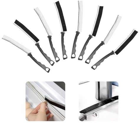 (Pack de 8 Piezas) Cepillo de Limpieza para hogar, Cocina y baño; Cerdas duras; Limpia Azulejos, baño, Grietas, Ventanas; Multifucional; Cepillo Duro (Gris y Negro)