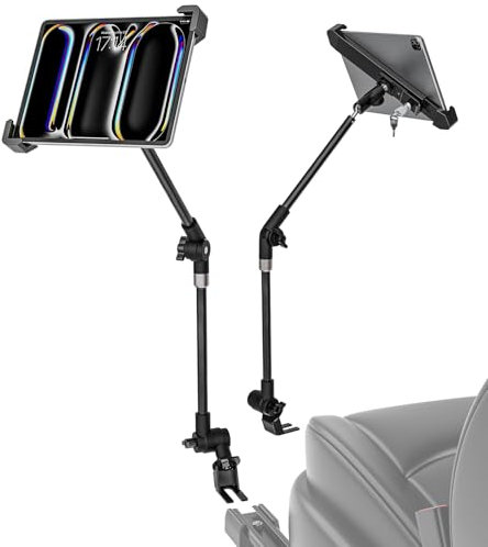 Kolasels Soporte Tablet Riel de Asiento Camión, [Diseño Antirrobo] Soporte Tablet para Coche Riel para Asiento con Brazo Giratorio de 360° para iPad Pro 9.7 10.5 11, Air, Mini, Tabletas de 7-11