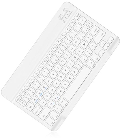 IVEOPPE Clavier Bluetooth sans Fil, Clavier Bluetooth sans Fil Ultra-Fin pour iPad, iPad Pro, Tablette Compatible avec Android/Samsung/Huawei/Xiaomi/Lenovo, Blanc