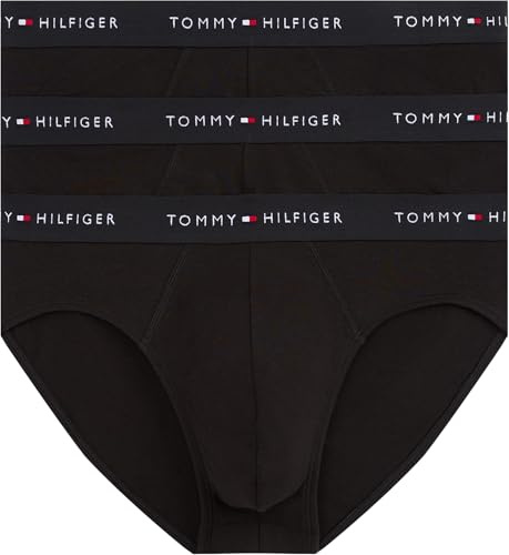 Tommy Hilfiger Uomo Slip Hipster Confezione da 3 con Fascia con Logo, Nero (Blk/Blk/Blk), XXL