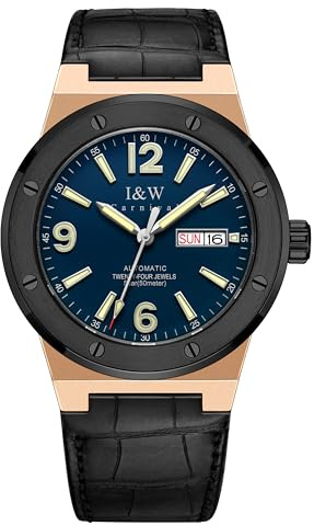 TEINTOP I&W Automatik Uhr Herren Mechanische Uhren Japanische Bewegung Lederarmband Armbanduhren