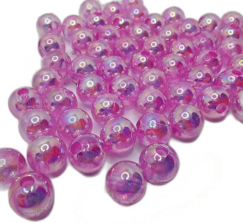 100/200/400 Stück 6/8/10 mm transparente bunte Kunstperlen, bunte Perlen für Armbänder, DIY-Schmuckherstellung-Hellrosa-8 mm 200 Stück