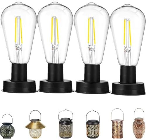Lot de 4 lampes solaires pour l'extérieur - Lampes solaires de rechange pour lampes de jardin - Lanterne solaire de 8 cm - Lampions d'extérieur résistants aux intempéries - Lampe de camping solaire (4