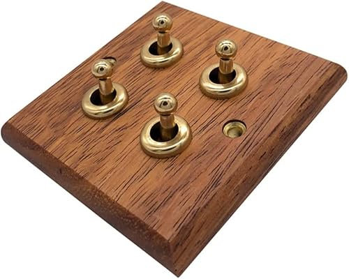 interruptor de luz, SwitchSimple-palanca oculta de madera maciza, interruptor de luz de pared tipo 86 for el hogar, interruptor de luz de palanca de lujo(4 Gang)