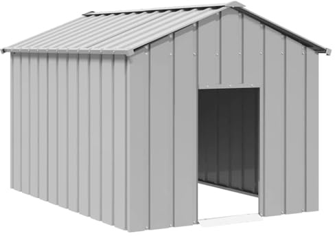 vidaXL Caseta para Perros con Techo Acero galvanizado 113x153x101 cm, caseta para Perros, Jaula para Perros, Refugio para Perros, Perrera
