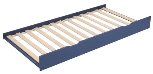 Happy Garden Tiroir-lit Bleu foncé en Bois, Couchage supplémentaire avec sommier à Lattes et roulettes, rangeable sous sommier