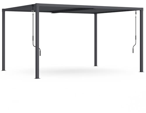 IDMarket – Pergola bioclimática cuchillas orientables 3 x 4 m, aluminio gris antracita