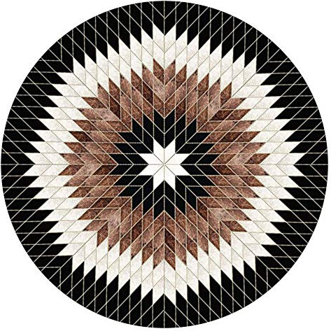 Yaaxinb Teppiche Rund Zeitgen?ssisches Wohnzimmer Esszimmer Geometrischer Teppich 80 cm 100 cm 120 cm 140 cm 160 cm 180 cm 200 cm Teppich Schwarz Wei? Braun-200cm