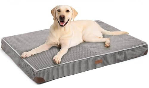 FUKUMARU Orthopädisches Hundebett - 91x56x9 cm, waschbares Hundekissen mit wasserdichter Gewebeschicht, kuschelige Hundematte, Hundematratze, Anti-Rutsch Hundecouch, grau.
