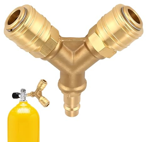1/4 AG NW 7.2 Distributeur d'air comprimé en laiton, Raccord rapide air comprimé, Double Connexion, Distributeur d'air comprimé de type Y, Adapté pour Industrie et Chantier