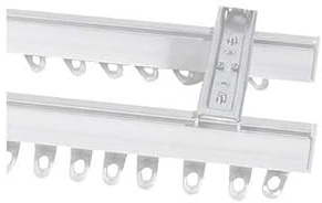 Fineline Double Curtain Track White Ceiling Mounted Heavy Duty Aluminium Bendable Curtain Rails Tracks Set With 83mm Top (Ceiling) Fix Support (350cm (138 Inches))