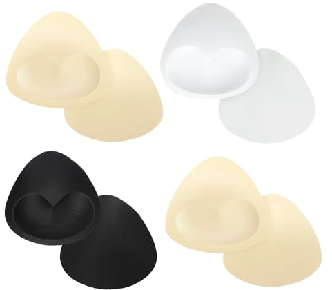 SAIIURV 4 Pairs Removable Sports Bra Pads Inserts for Women Girls Triangle Shape Sponge Bra Cups Padding Replacement Breathable Bikini Push Up Insert for Daily Wear Yoga Bras