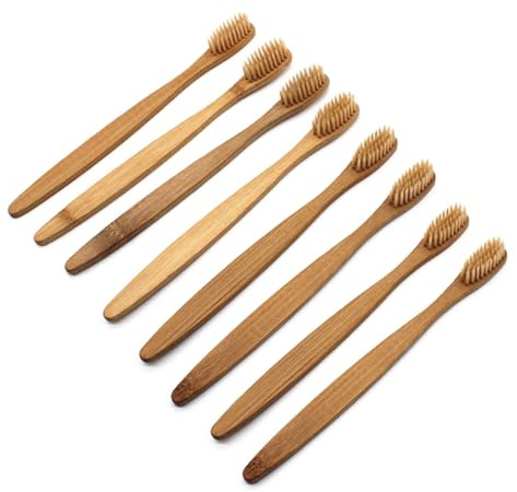 FRCOLOR 8 Stücke Zahnbürste Aus Natürlichem Holz Mit Weichen Borsten Ergonomischem Griff Für Mundhygiene Zu Hause Im Hotel Und Unterwegs Flecken Wie Kaffee Tee Entfernen
