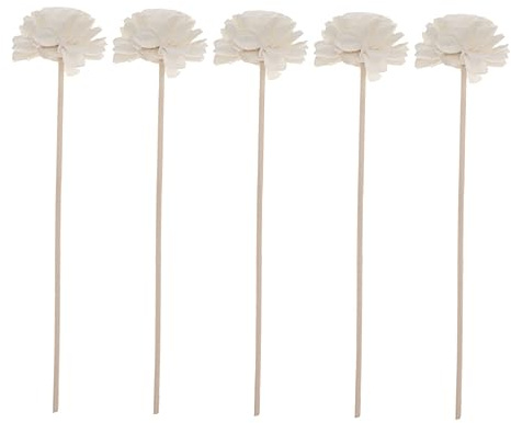 iplusmile Difusor De Aromas 5piezas con Varillas De Ratán y Flores Decorativas para Aceites Esenciales Difusor De Varillas Rectas Aromaterapia para Hogar Oficina y Baño