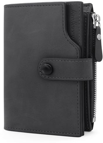 HNOOM Portefeuille Homme RFID Bloquant Porte Monnaie Cuir PU Porte Feuille avec 17 Porte Carte, Portefeuille Vertical pour Hommes avec Porte Monnaie Zippé (Noir)