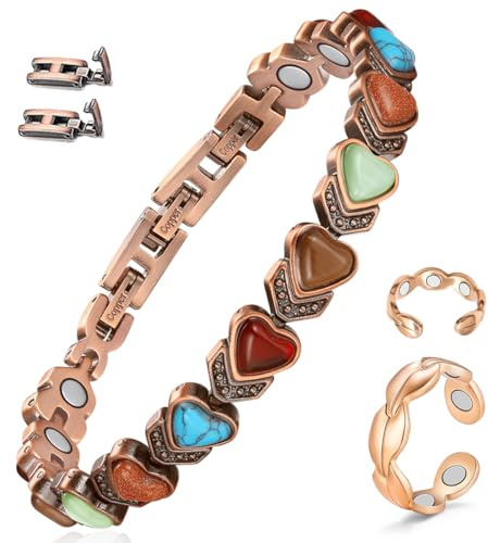 Cigmag Kupferarmband Damen Magnetarmband Ultrastarke Magnete Verstellbar | 99% Reines Kupfer, inklusive Magnetring, Einstellwerkzeug und Geschenkbox