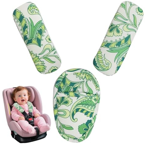 UIEXAY Gurtschoner Kinder Auto, 3 Stück Baby Sicherheitsgurt Schulterpolster, Gurtpolster, Gurtpolster Universal Baby Autositz, für Babyschale Autositz(Grün)