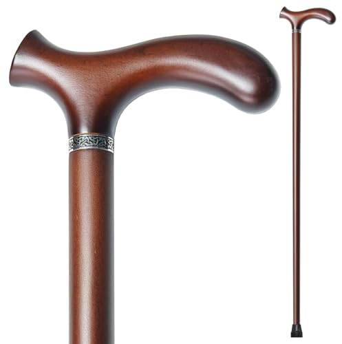 YIVIYAR Wooden Walking Cane for Men & Women & Seniors, Wood Walking Cane
