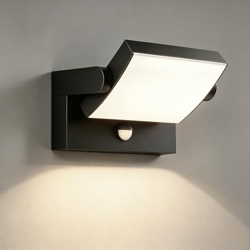 HomeyHoney Außenlampe mit Bewegungsmelder, IP65 Wasserdicht Wandleuchte | 24W 3000K-6500K Aluminium Aussenlampe Wand, Wandlampe Außen mit 360° Schwenkbares LED Panel für Garten, Terrasse, Anthrazit