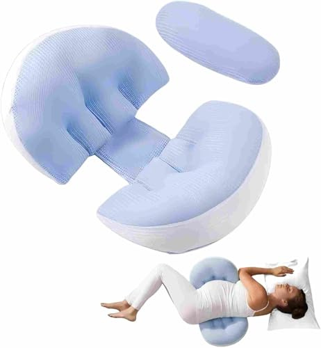 HoldOneLight Schwangerschaftskissen für Schwangere – Tragbares Schwangerschaftskissen zum Schlafen, Keilkissen mit Rücken-, Bauch- und Taillenstütze (Blau)