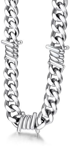 Bestyle Halskette Herren Stacheldraht Panzerkette Dornen Edelstahlkette Hip-Hop Punk Gothic Kubanische schmuck männer Verlängerungskette