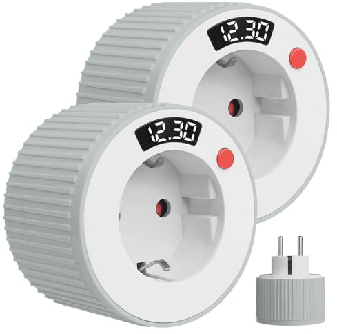 ZMCVOE Enchufe Temporizador, 2 Piezas Temporizador Digital con Pantalla LED, 0-24 Horas Enchufe Programable para Electrodomésticos (Blanco)