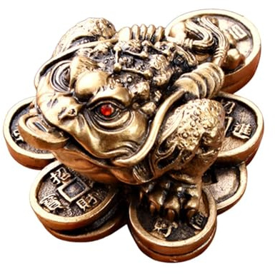 siduytin Ornamento Feng Shui a forma di rana a tre zampe, squisita scultura ornamentale forma di tesoro per casa e ufficio, rappresentante ricchezza e dignità, statua cinese in resina portafortuna