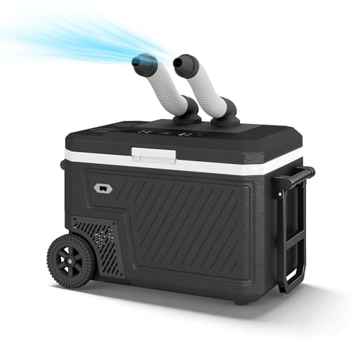 KioGro Kompressor Kühlbox 45L,-20℃ bis 20℃,mit Doppel Luftauslass | Elektrische Gefrierbox Auto Kühlbox 12V/24VType-C Anschluss Batterieanschluss Kühlschrank mit Rollen für LKW Boote Camping