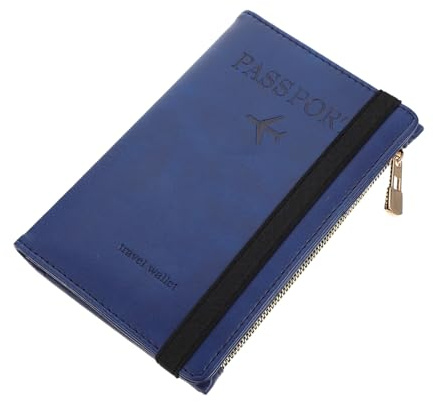 MOBUTOFU Custodia Porta Passaporto da Viaggio in Pu Navy Leggera e Portatile Protezione per Carte e Documenti, per Passaporti e Tessere Conferenza