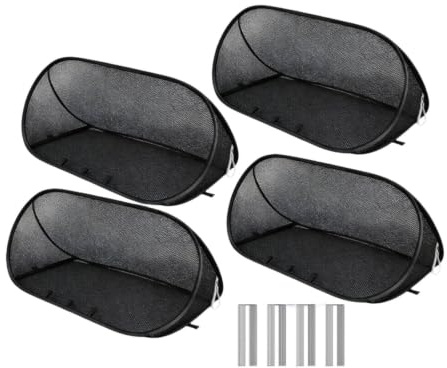 Jinhxofs Juego de 4 Tiendas de Protección para Plantas, Reutilizables, Plegables, con Y Barreras para La Protección de Aves en Huertos Y Jardines de Fres, Negro