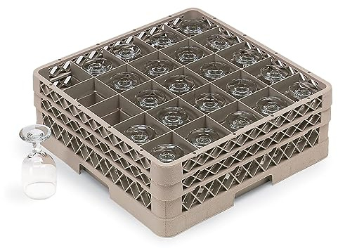 Vollrath Traex (TR6BB) Full Size Glass and Stemware Rack (25-Compartment, Beige)